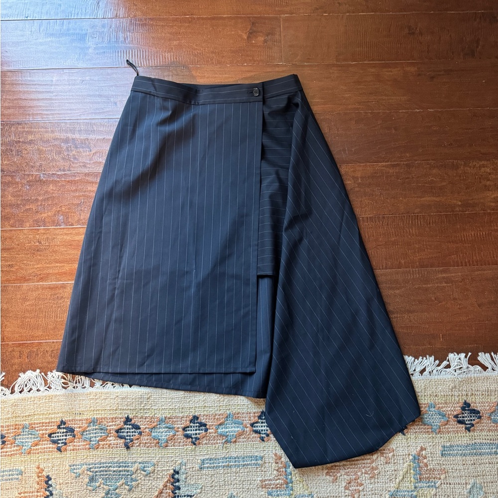 Cos asymmetric pinstriped wool skirt